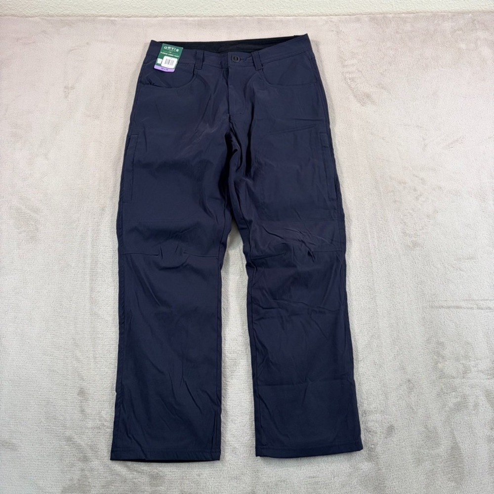 Orvis Fleece Lined Pants Mens 30x29 Black Outdoor Nylon Stretch Winter Warm